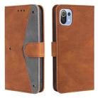 For Xiaomi Mi 11 Lite Stitching Calf Texture Horizontal Flip Leather Case with Holder & Card Slots & Wallet(Brown) - 1