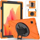 For Samsung Galaxy Tab A7 10.4 2020 T500 / T505 Shockproof Colorful Silicone + PC Protective Case with Holder & Shoulder Strap & Hand Strap(Orange) - 1
