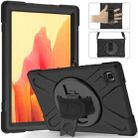 For Samsung Galaxy Tab A7 10.4 2020 T500 / T505 Shockproof Colorful Silicone + PC Protective Case with Holder & Shoulder Strap & Hand Strap(Black) - 1