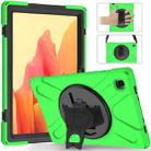 For Samsung Galaxy Tab A7 10.4 2020 T500 / T505 Shockproof Colorful Silicone + PC Protective Case with Holder & Shoulder Strap & Hand Strap(Green) - 1