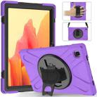 For Samsung Galaxy Tab A7 10.4 2020 T500 / T505 Shockproof Colorful Silicone + PC Protective Case with Holder & Shoulder Strap & Hand Strap(Purple) - 1