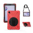 For Samsung Galaxy Tab A 8.4 2020 T307U Shockproof Colorful Silicone + PC Protective Case with Holder & Shoulder Strap & Hand Strap(Red) - 1