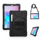For Samsung Galaxy Tab S6 10.5 inch T860 / T865 Shockproof Colorful Silicone + PC Protective Case with Holder & Shoulder Strap & Hand Strap & Pen Slot(Black) - 1