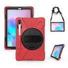 For Samsung Galaxy Tab S6 10.5 inch T860 / T865 Shockproof Colorful Silicone + PC Protective Case with Holder & Shoulder Strap & Hand Strap & Pen Slot(Red) - 1