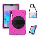 For Samsung Galaxy Tab S6 10.5 inch T860 / T865 Shockproof Colorful Silicone + PC Protective Case with Holder & Shoulder Strap & Hand Strap & Pen Slot(Rose Red) - 1