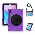 For Samsung Galaxy Tab S6 10.5 inch T860 / T865 Shockproof Colorful Silicone + PC Protective Case with Holder & Shoulder Strap & Hand Strap & Pen Slot(Purple) - 1