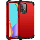 For Samsung Galaxy A52 4G / 5G PC + Silicone Three-piece Shockproof Protection Case(Red+Black) - 1