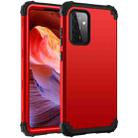 For Samsung Galaxy A72 4G / 5G PC + Silicone Three-piece Shockproof Protection Case(Red+Black) - 1