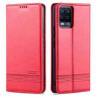 For OPPO Realme 8 / 8 Pro AZNS Magnetic Calf Texture Horizontal Flip Leather Case with Card Slots & Holder & Wallet(Red) - 1