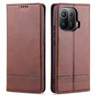 For Xiaomi Mi 11 Pro AZNS Magnetic Calf Texture Horizontal Flip Leather Case with Card Slots & Holder & Wallet(Brown) - 1