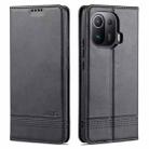 For Xiaomi Mi 11 Pro AZNS Magnetic Calf Texture Horizontal Flip Leather Case with Card Slots & Holder & Wallet(Black) - 1