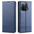 For Xiaomi Mi 11 Pro AZNS Magnetic Calf Texture Horizontal Flip Leather Case with Card Slots & Holder & Wallet(Blue) - 1