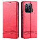 For Xiaomi Mi 11 Pro AZNS Magnetic Calf Texture Horizontal Flip Leather Case with Card Slots & Holder & Wallet(Red) - 1