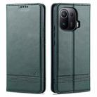 For Xiaomi Mi 11 Pro AZNS Magnetic Calf Texture Horizontal Flip Leather Case with Card Slots & Holder & Wallet (Green) - 1