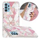 For Samsung Galaxy A32 4G Electroplating TPU Protective Case(Pink White Rhombus) - 1