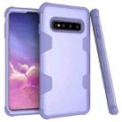 For Samsung Galaxy S10 Contrast Color Silicone + PC Shockproof Case(Purple) - 1