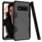 For Samsung Galaxy S10+ Contrast Color Silicone + PC Shockproof Case(Black) - 1