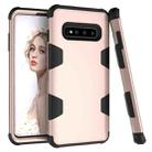 For Samsung Galaxy S10+ Contrast Color Silicone + PC Shockproof Case(Gold+Black) - 1