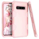 For Samsung Galaxy S10+ Contrast Color Silicone + PC Shockproof Case(Rose Gold) - 1