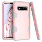 For Samsung Galaxy S10+ Contrast Color Silicone + PC Shockproof Case(Rose Gold+Grey) - 1