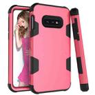 For Samsung Galaxy S10e Contrast Color Silicone + PC Shockproof Case(Rose Red+Black) - 1