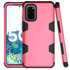 For Samsung Galaxy S20+ 5G Contrast Color Silicone + PC Shockproof Case(Rose Red+Black) - 1