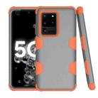 For Samsung Galaxy S20 Ultra 5G Contrast Color Silicone + PC Shockproof Case(Grey+Orange) - 1