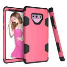 For Samsung Galaxy Note9 Contrast Color Silicone + PC Shockproof Case(Rose Red+Black) - 1