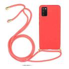 For Samsung Galaxy A02s Wheat Straw Material + TPU Protective Case with Lanyard(Red) - 1