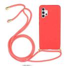 For Samsung Galaxy A32 5G Wheat Straw Material + TPU Protective Case with Lanyard(Red) - 1