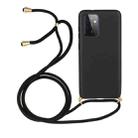 For Samsung Galaxy A72 5G / 4G Wheat Straw Material + TPU Protective Case with Lanyard(Black) - 1