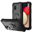 For Samsung Galaxy A02s PC + Rubber 3-layers Shockproof Protective Case with Rotating Holder(Black) - 1