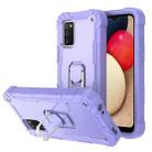 For Samsung Galaxy A02s PC + Rubber 3-layers Shockproof Protective Case with Rotating Holder(Purple) - 1