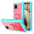 For Samsung Galaxy A12 5G PC + Rubber 3-layers Shockproof Protective Case with Rotating Holder(Mint Green + Rose Red) - 1