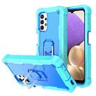 For Samsung Galaxy A32 5G PC + Rubber 3-layers Shockproof Protective Case with Rotating Holder(Mint Green + Blue) - 1