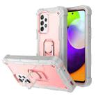For Samsung Galaxy A52 5G / 4G PC + Rubber 3-layers Shockproof Protective Case with Rotating Holder(Grey White + Rose Gold) - 1
