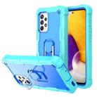 For Samsung Galaxy A72 5G / 4G PC + Rubber 3-layers Shockproof Protective Case with Rotating Holder(Mint Green + Blue) - 1