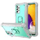 For Samsung Galaxy A72 5G / 4G PC + Rubber 3-layers Shockproof Protective Case with Rotating Holder(Grey White + Mint Green) - 1