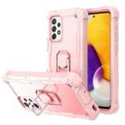 For Samsung Galaxy A72 5G / 4G PC + Rubber 3-layers Shockproof Protective Case with Rotating Holder(Rose Gold) - 1