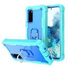 For Samsung Galaxy S20 FE / FE 5G PC + Rubber 3-layers Shockproof Protective Case with Rotating Holder(Mint Green + Blue) - 1