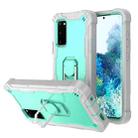 For Samsung Galaxy S20 FE / FE 5G PC + Rubber 3-layers Shockproof Protective Case with Rotating Holder(Grey White + Mint Green) - 1