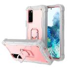 For Samsung Galaxy S20 FE / FE 5G PC + Rubber 3-layers Shockproof Protective Case with Rotating Holder(Grey White + Rose Gold) - 1