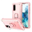 For Samsung Galaxy S20 FE / FE 5G PC + Rubber 3-layers Shockproof Protective Case with Rotating Holder(Rose Gold) - 1