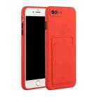Card Slot Design Shockproof TPU Protective Case For iPhone 8 & 7(Red) - 1