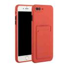 Card Slot Design Shockproof TPU Protective Case For iPhone 8 & 7(Plum Red) - 1