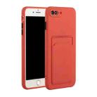 Card Slot Design Shockproof TPU Protective Case For iPhone 8 Plus & 7 Plus(Plum Red) - 1