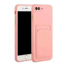 Card Slot Design Shockproof TPU Protective Case For iPhone 8 Plus & 7 Plus(Pink) - 1