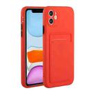 Card Slot Design Shockproof TPU Protective Case For iPhone 11(Red) - 1