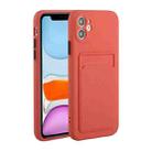 Card Slot Design Shockproof TPU Protective Case For iPhone 11(Plum Red) - 1