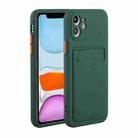 For iPhone 12 Card Slot Design Shockproof TPU Protective Case(Dark Green) - 1